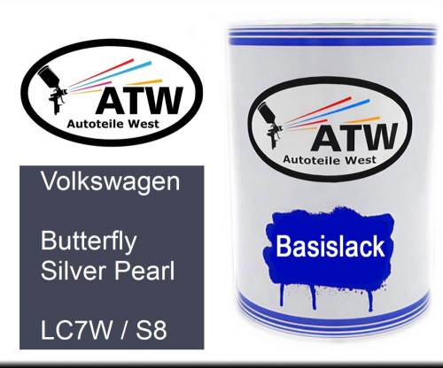 Volkswagen, Butterfly Silver Pearl, LC7W / S8: 500ml Lackdose, von ATW Autoteile West.